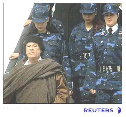 gaddafi and his killer babes,... literally.